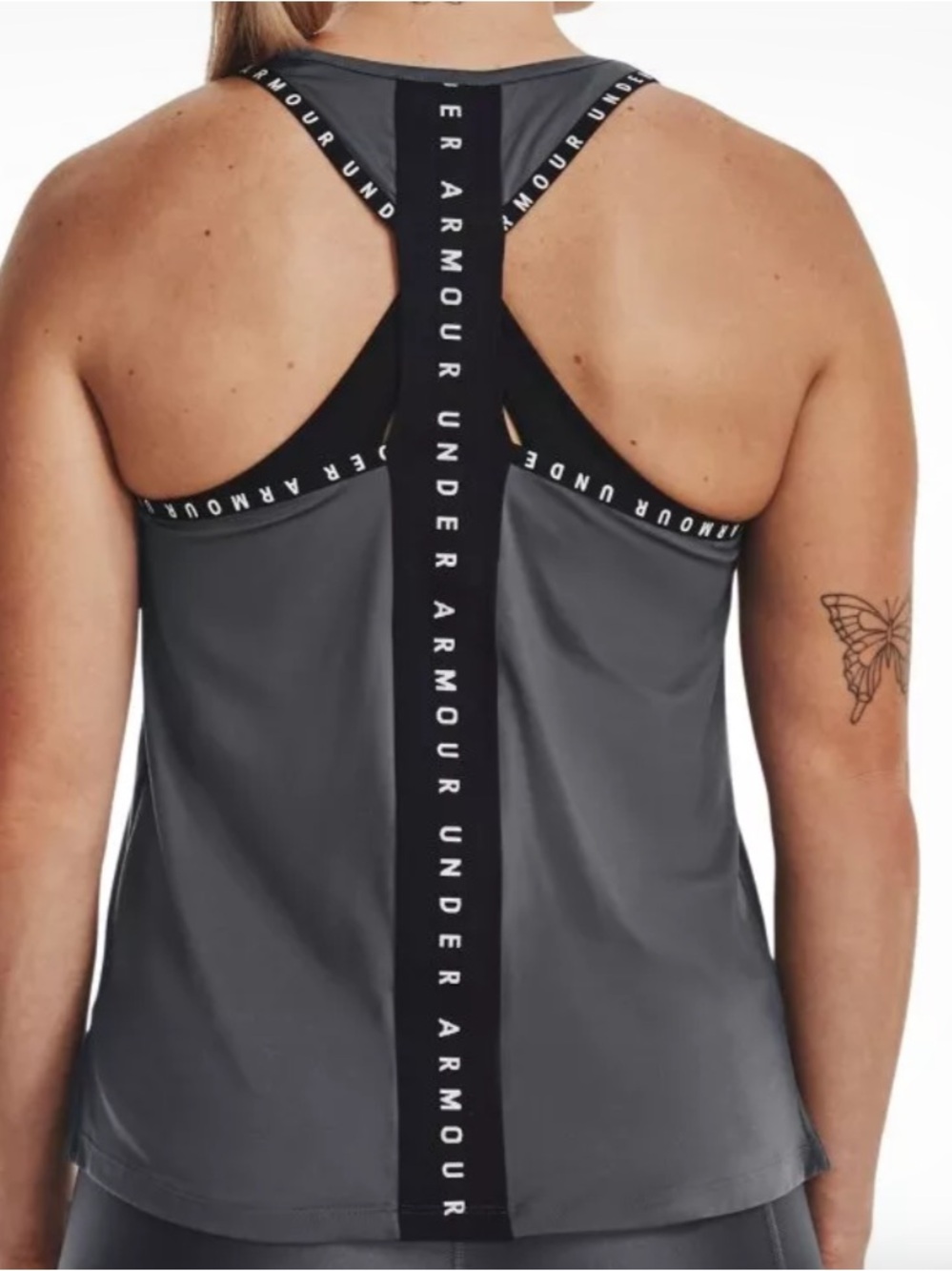 Under Armour Gray Racerback Athletic Knockout Tank Top, size small